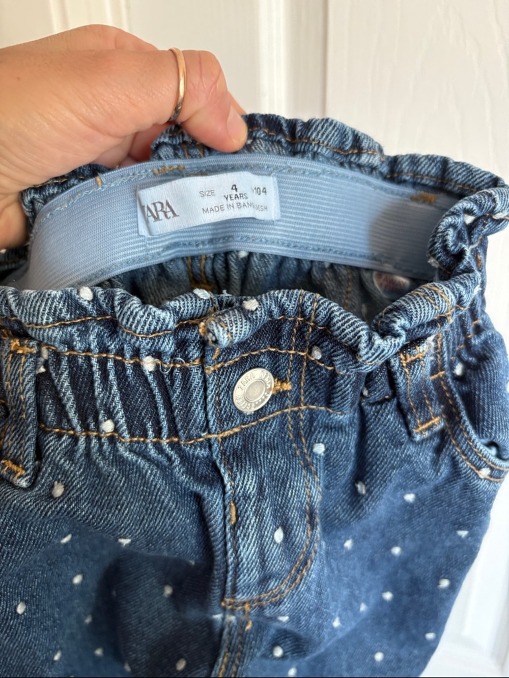 Zara Girls 4 embroidered polka dot paper bag jeans - Picture 5 of 5